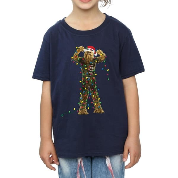 Star Wars Girls Chewbacca Christmas Lights Cotton T-Shirt