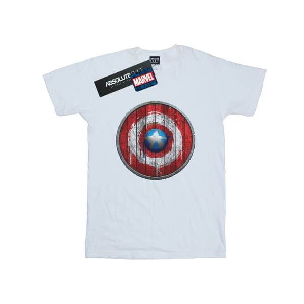 Marvel Womens/Ladies Captain America Wooden Shield Cotton Boyfriend T-Shirt