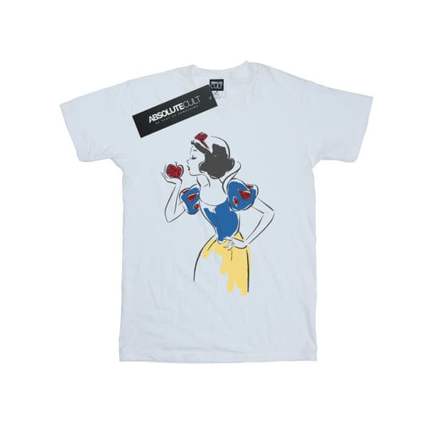 Disney Princess Womens/Ladies Snow White Apple Glitter Cotton Boyfriend T-Shirt White XXL