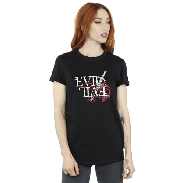Netflix Womens/Ladies The Witcher Evil Is Evil Cotton Boyfriend T-Shirt