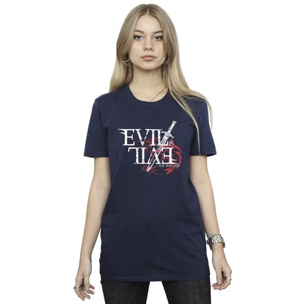 Netflix Womens/Ladies The Witcher Evil Is Evil Cotton Boyfriend T-Shirt