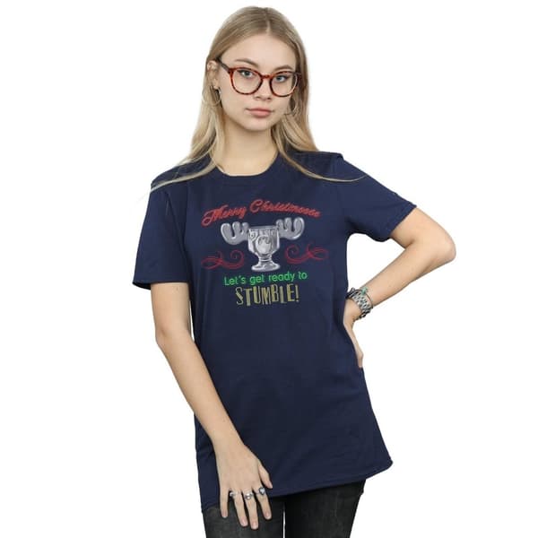 National Lampoon´s Christmas Vacation Dam/dam - Boyfriend-t-shirt i bomull med älghuvud