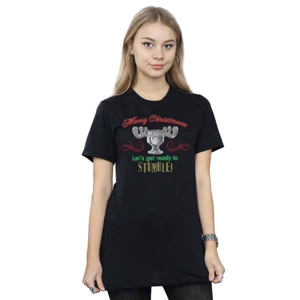 National Lampoon´s Christmas Vacation Dam/dam - Boyfriend-t-shirt i bomull med älghuvud