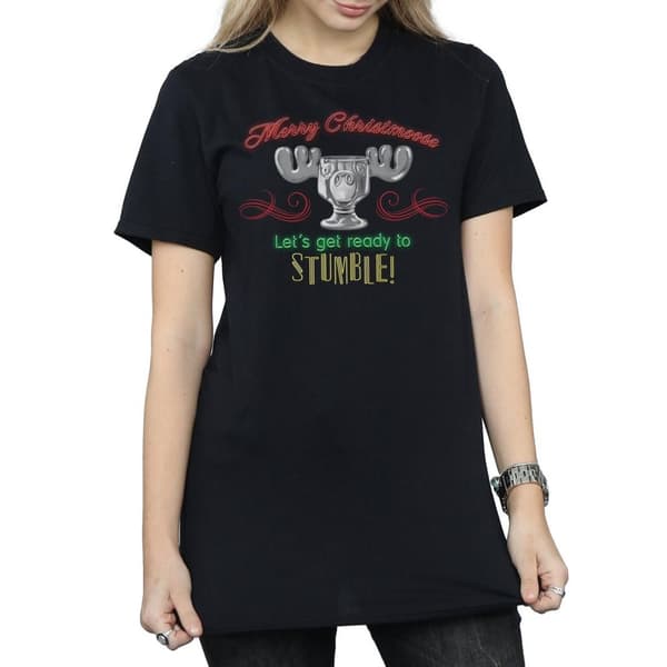 National Lampoon´s Christmas Vacation Dam/dam - Boyfriend-t-shirt i bomull med älghuvud