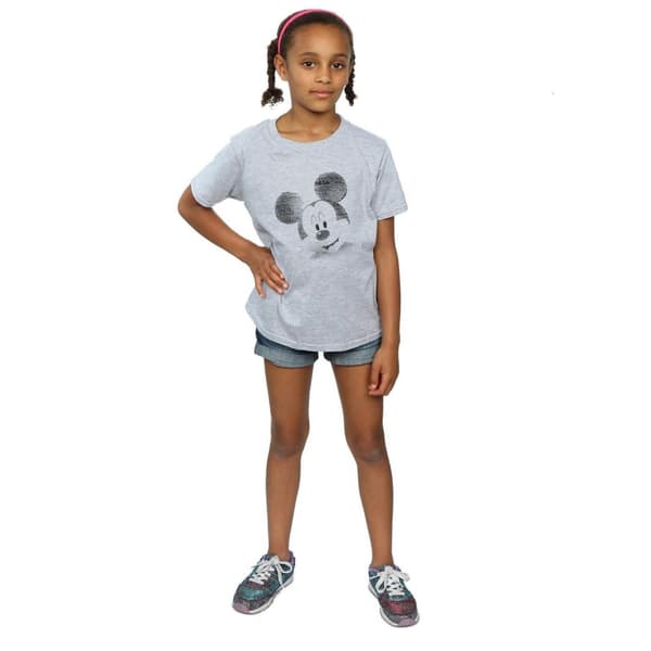 Disney Girls Mickey Mouse Text Face Cotton T-Shirt