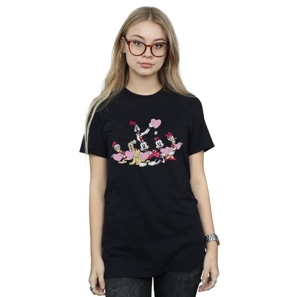 Disney Dam/Tjej Musse Pigg Love Friends Boyfriend T-shirt i bomull