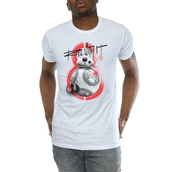 Star Wars Mens The Last Jedi BB-8 Roll With It T-Shirt