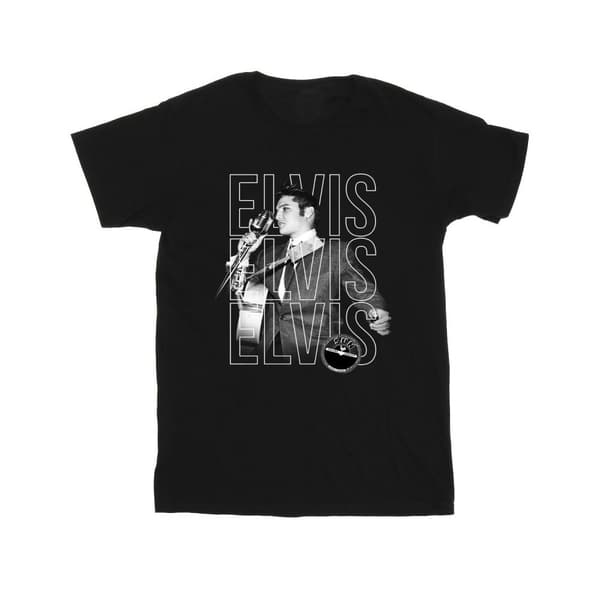 Elvis Boys Triple Logo Portrait T-Shirt Black 5-6 Years