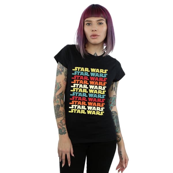 Star Wars Dam/dam Retro Repeat - T-shirt med logotyp i bomull