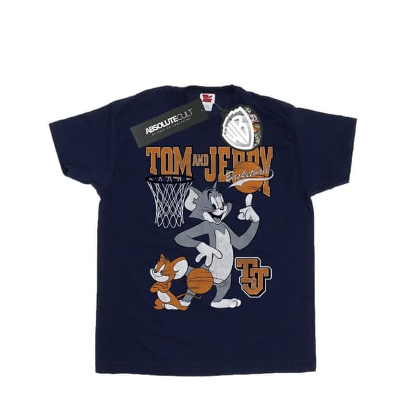 Tom And Jerry T-shirt i bomull för flickor med snurrande basketboll