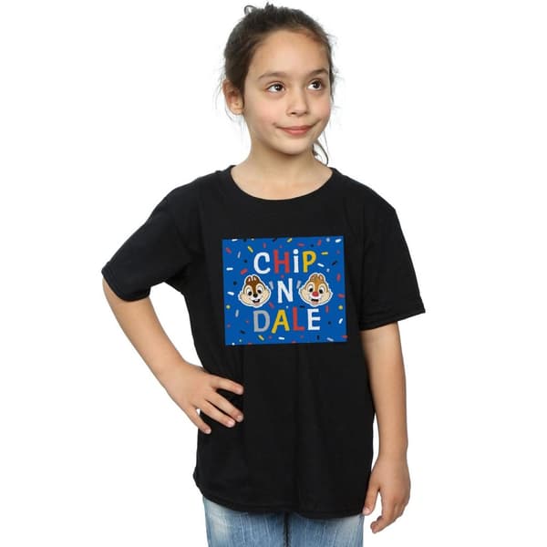 Disney Chip N Dale - T-shirt i bomull med blå ram för flickor