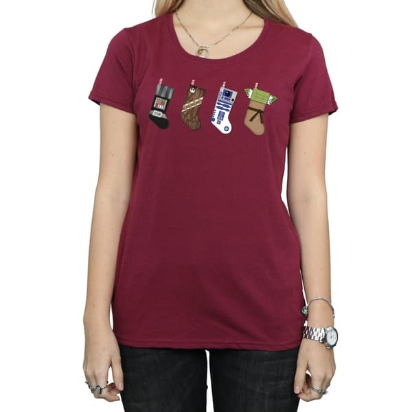 Star Wars T-shirt i bomull med julstrumpor för damer/damer