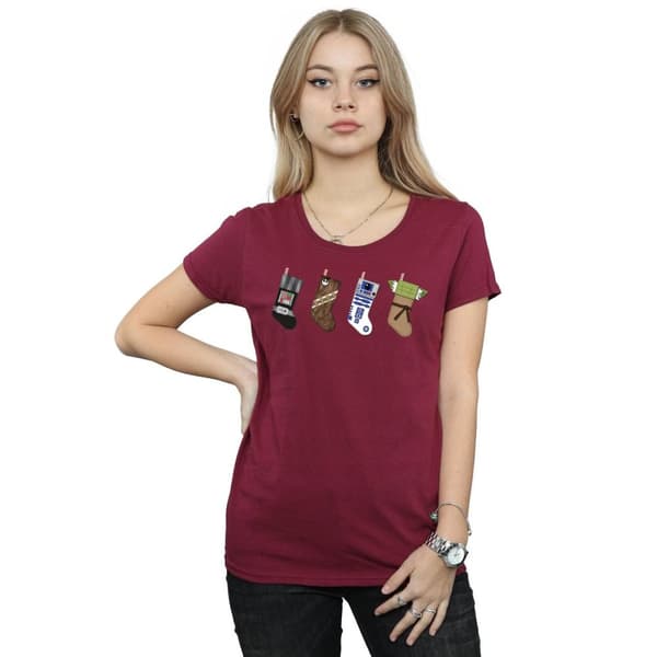 Star Wars T-shirt i bomull med julstrumpor för damer/damer