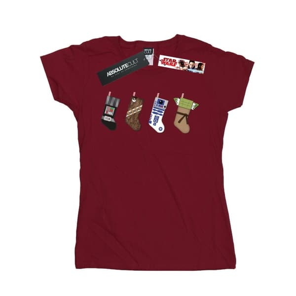 Star Wars T-shirt i bomull med julstrumpor för damer/damer