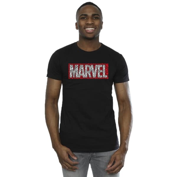 Marvel Mens Comics Hearts Logo T-Shirt