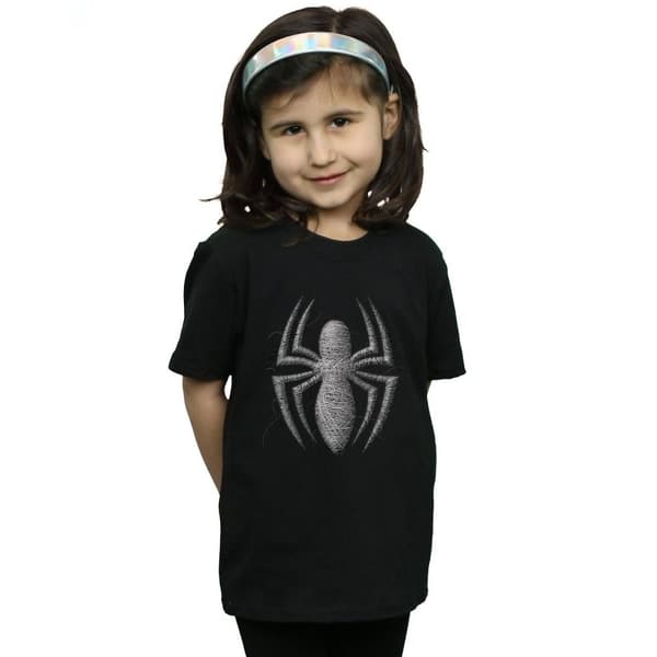 Marvel T-shirt i bomull med Spider-Man-webblogo för flickor