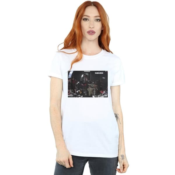Star Wars Womens/Ladies The Mandalorian Mando And Co-Pilot Cotton Boyfriend T-Shirt