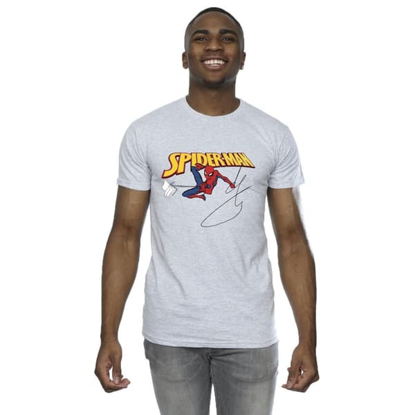 Marvel Mens Spider-Man With A Book T-Shirt