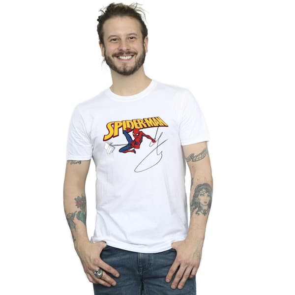 Marvel Mens Spider-Man With A Book T-Shirt