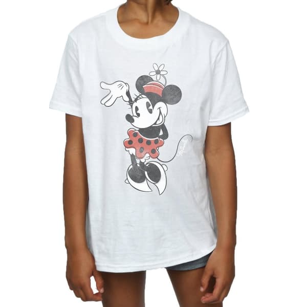 Disney Girls Minnie Mouse Waving Cotton T-Shirt