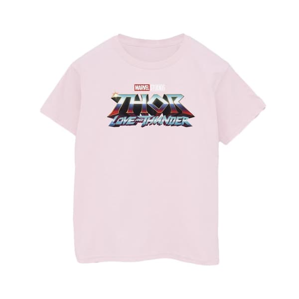 Marvel Womens/Ladies Thor Love And Thunder Logo Cotton Boyfriend T-Shirt Baby Pink L