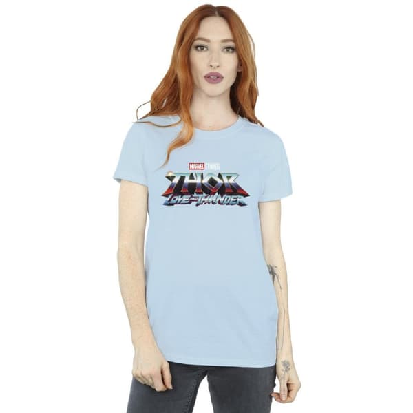 Marvel Womens/Ladies Thor Love And Thunder Logo Cotton Boyfriend T-Shirt