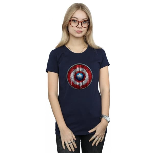 Marvel Womens/Ladies Captain America Wooden Shield Cotton T-Shirt