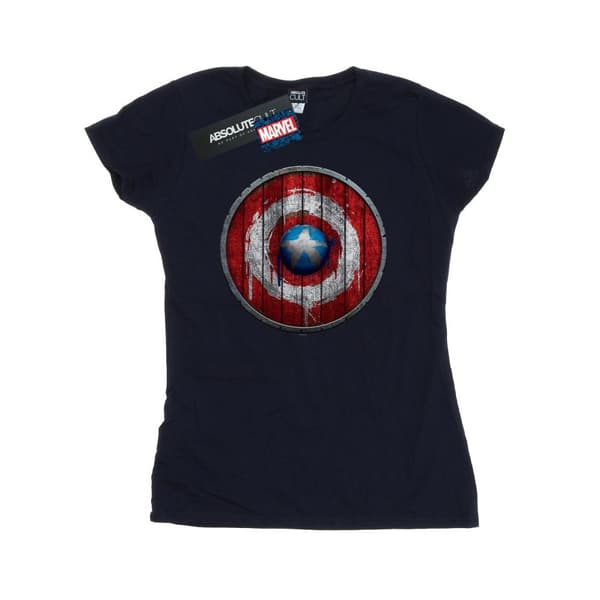 Marvel Womens/Ladies Captain America Wooden Shield Cotton T-Shirt