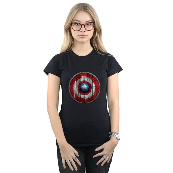 Marvel Womens/Ladies Captain America Wooden Shield Cotton T-Shirt