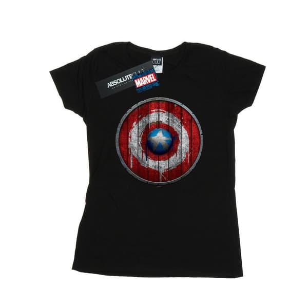 Marvel Womens/Ladies Captain America Wooden Shield Cotton T-Shirt
