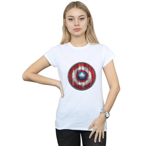 Marvel Womens/Ladies Captain America Wooden Shield Cotton T-Shirt