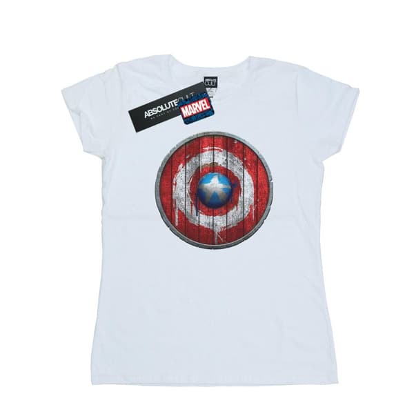Marvel Womens/Ladies Captain America Wooden Shield Cotton T-Shirt