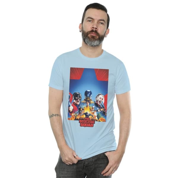 DC Comics Mens The Suicide Squad Blue Star Poster T-Shirt