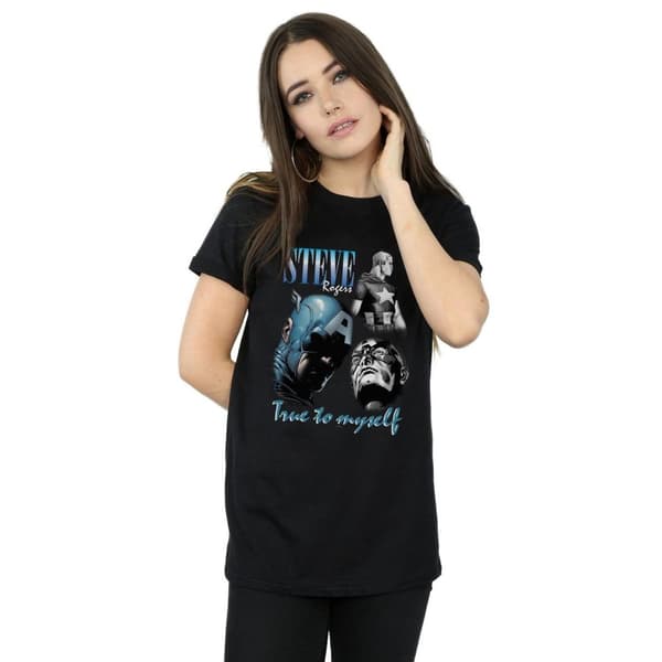Marvel Dam/Tjej Steve Rogers Homage Boyfriend T-shirt i bomull