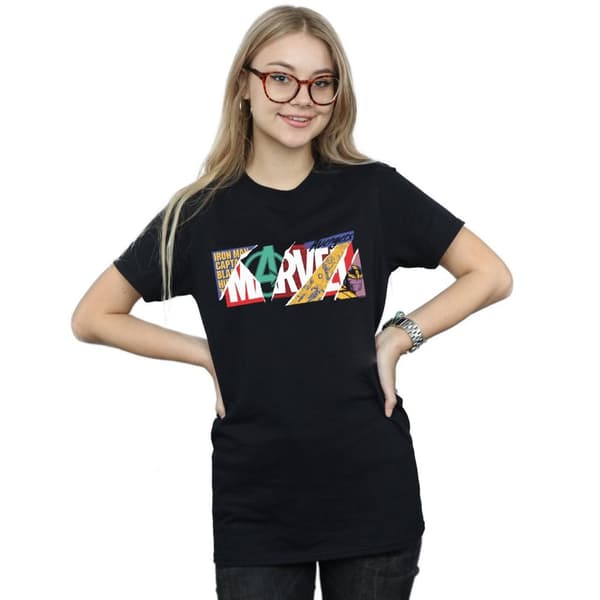 Marvel Womens/Ladies Collage Logo Cotton Boyfriend T-Shirt