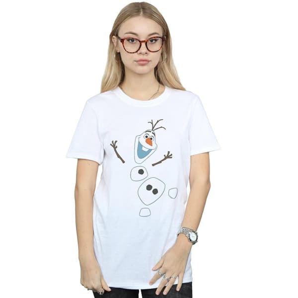 Disney Womens/Ladies Frozen Olaf Deconstructed Cotton Boyfriend T-Shirt