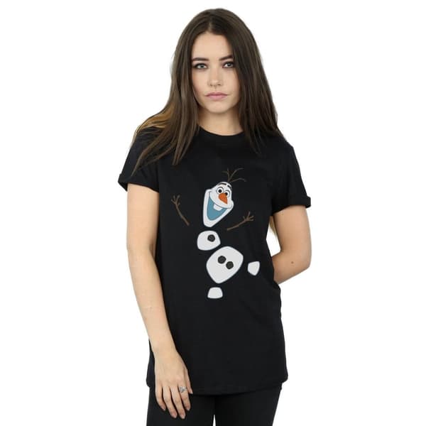 Disney Dam/Tjej Frozen Olaf Boyfriend T-shirt i bomull med dekonstruerad design