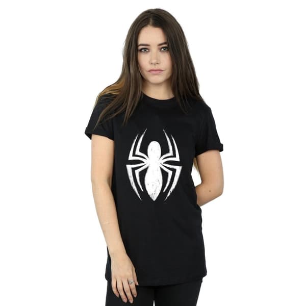 Marvel Womens/Ladies Spider-Man Ultimate Spider Logo Cotton Boyfriend T-Shirt
