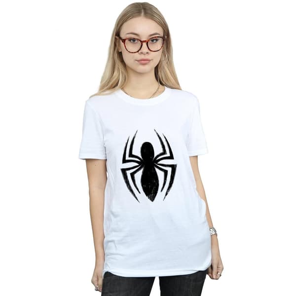 Marvel Womens/Ladies Spider-Man Ultimate Spider Logo Cotton Boyfriend T-Shirt