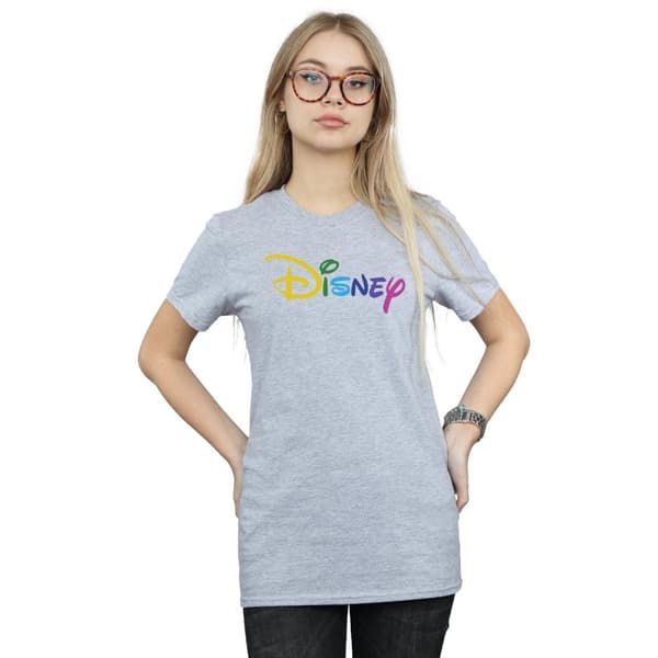 Disney Dam/Tjej - Boyfriend-t-shirt i bomull med färglogotyp