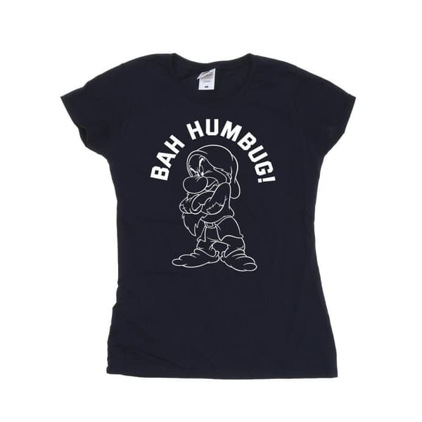 Disney Dam/kvinnor Snövit Grumpy Humbug T-shirt i bomull Navy Blue M