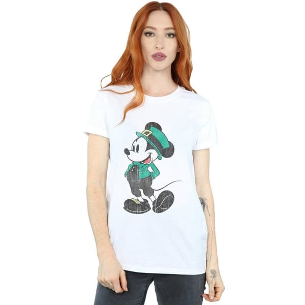 Disney Dam/Micke Musse Pigg St Patrick Kostym Bomull Boyfriend T-shirt