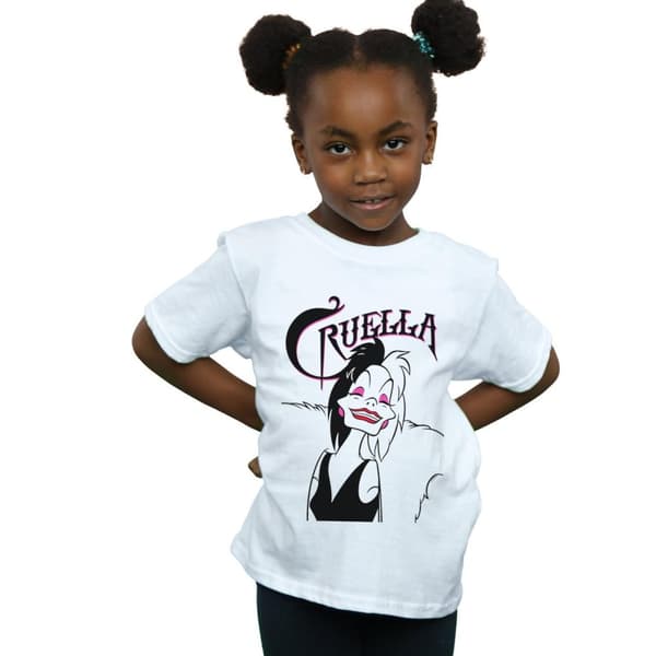 Disney T-shirt i bomull för flickor Cruella De Vil Evil Smile