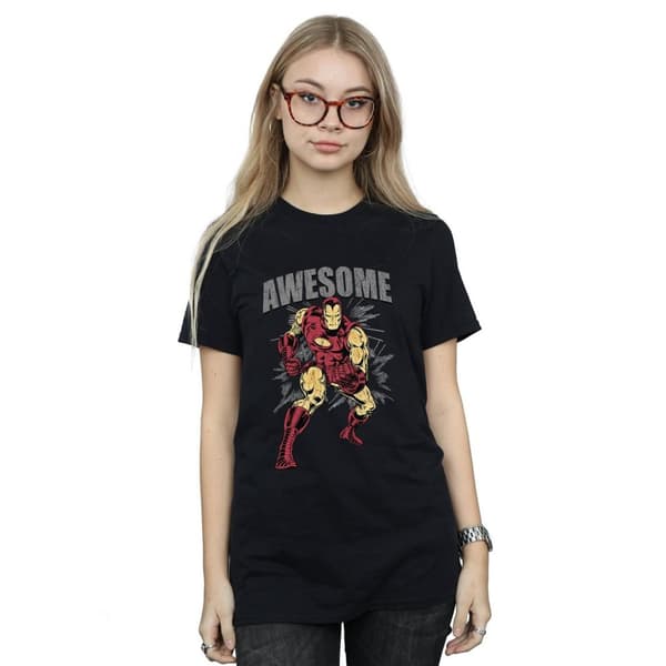 Marvel Dam/Tjej Awesome Iron Man Boyfriend T-shirt i bomull