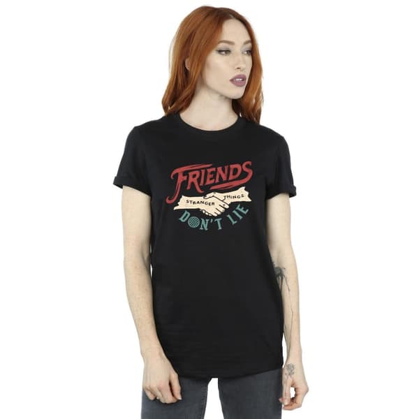 Netflix Womens/Ladies Stranger Things Friends Don´t Lie Hands Cotton Boyfriend T-Shirt