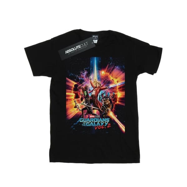 Marvel Studios Womens/Ladies Guardians Of The Galaxy Vol. 2 Poster Cotton Boyfriend T-Shirt Black L