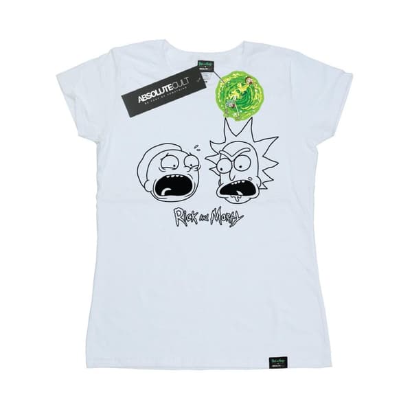 Rick And Morty Womens/Ladies Heads Mono Cotton T-Shirt White M