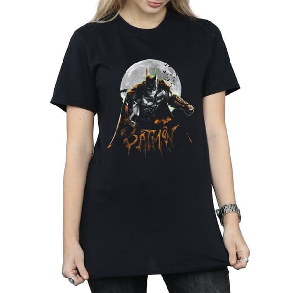 DC Comics Womens/Ladies Batman Arkham Knight Halloween Moon Cotton Boyfriend T-Shirt