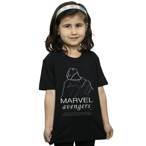 Marvel Black Panther T-shirt i bomull med enkel linje för flickor