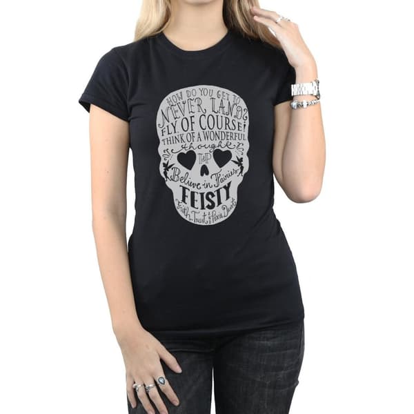 Disney Womens/Ladies Tinker Bell Skull Cotton T-Shirt